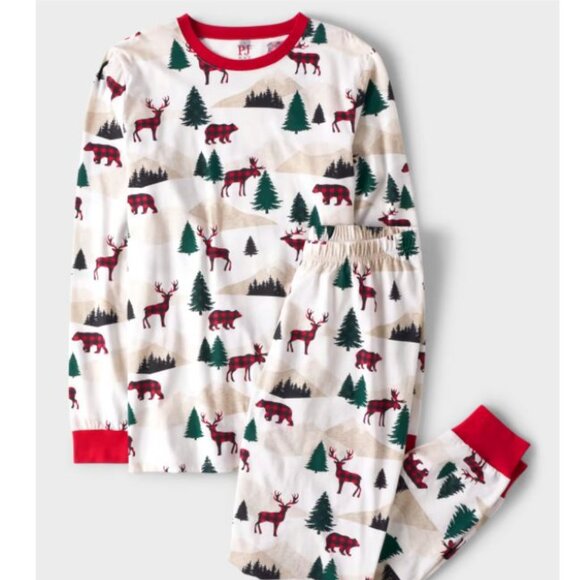 The Children’s Place - Adult Matching Family Mountain Cotton Pajamas - White - Picture 1 of 6